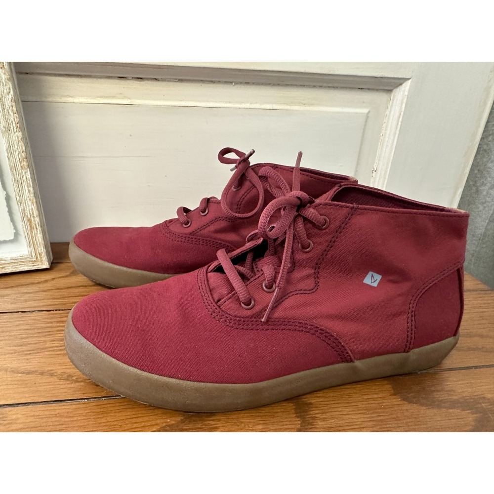 Sperry Top-Sider Womens Size 6‎ M SP- Wahoo Mid Canvas Sneakers Burgundy YB57500